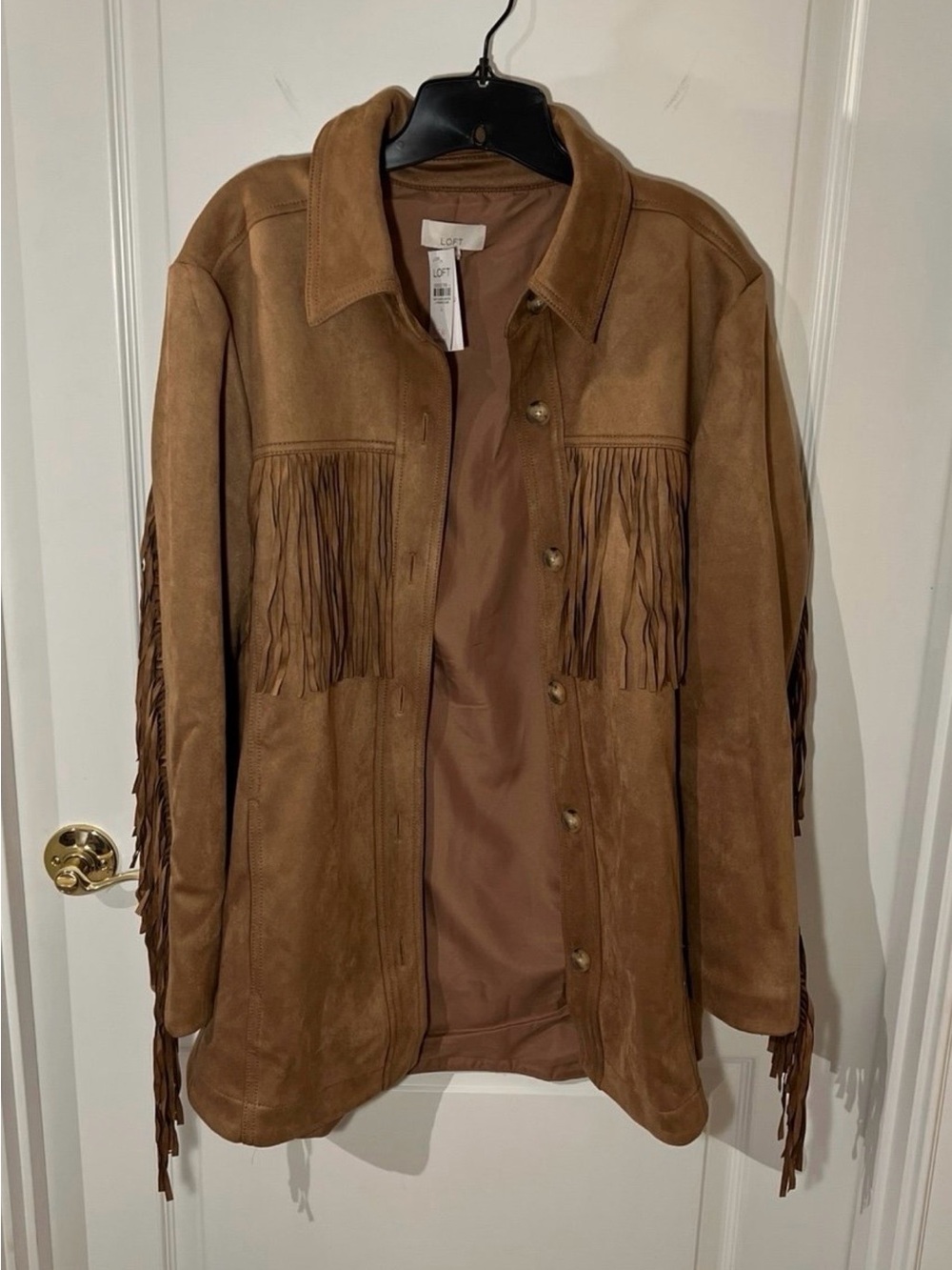 LOFT Brown Suede Fringe Jacket